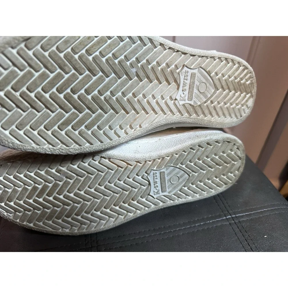 K-Swiss Women's Shoes Size 7. White Blue Yello Low-Top Lace Logo Walking Retro